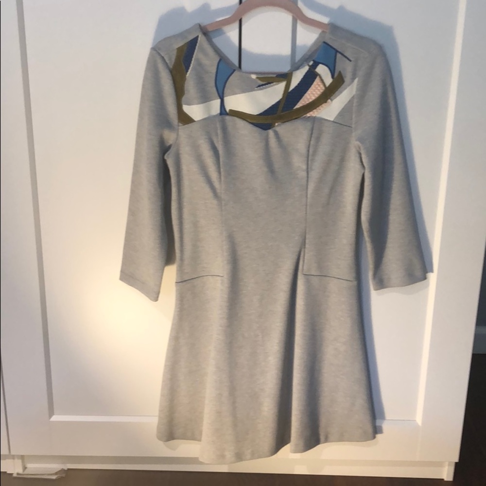 Grey cotton dres with emroidery
